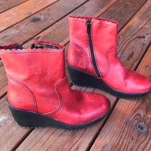 Fly London Red Ankle Boots